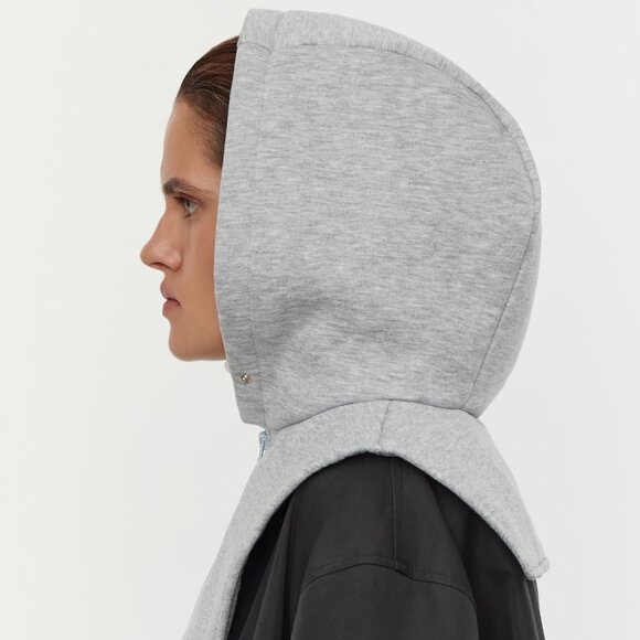 UNU Hooded Scarf Beige Cotton Balaclava Hooded Hat NWT - Picture 1 of 3